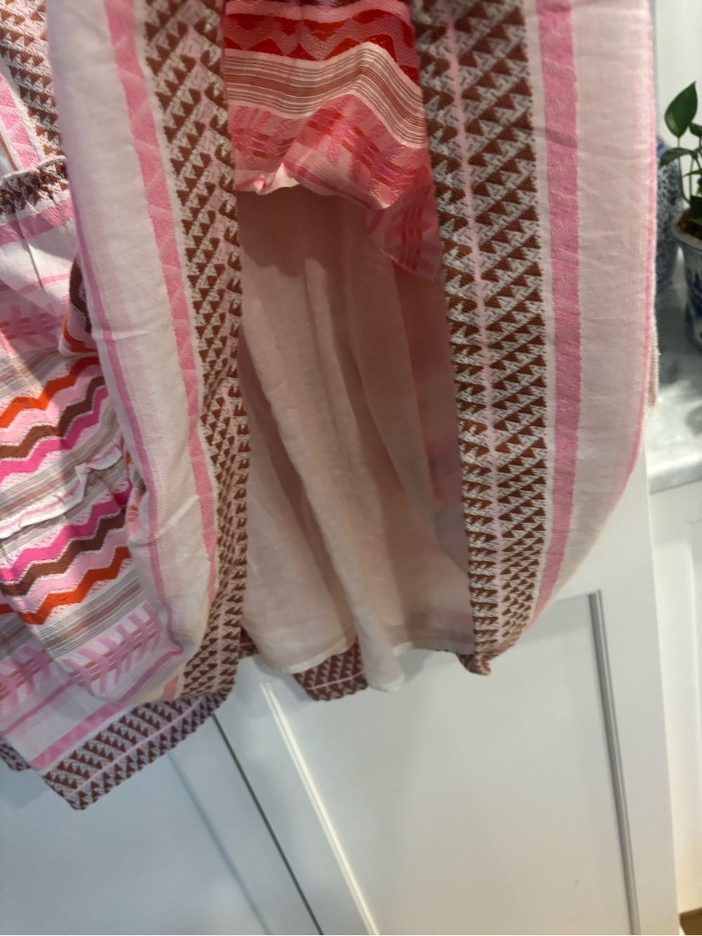 THML Pink, Orange & Brown Long Sleeve Tiered Dress - Picture 6 of 7